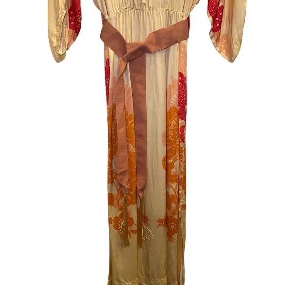 Pietronilla Italy Elegant Coral and Peach Maxi Dress w Sash sz L - Picture 4 of 14